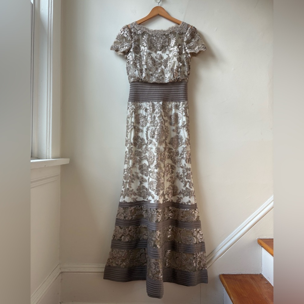 Tadashi Shoji Sequin Embroidered Lace Gown - Picture 6 of 16